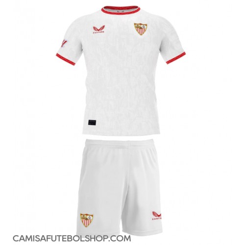 Camisa de time de futebol Sevilla Replicas 1º Equipamento Infantil 2024-25 Manga Curta (+ Calças curtas)